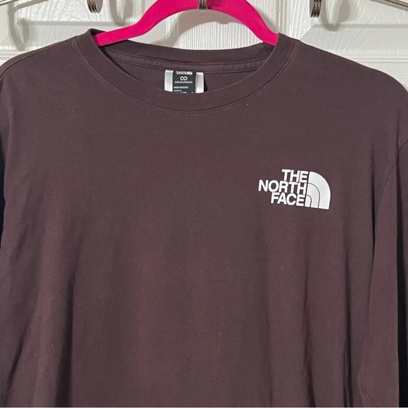 Men's Brown The North Face Long Sleeve Shirt Logo Size Large - Picture 6 of 7